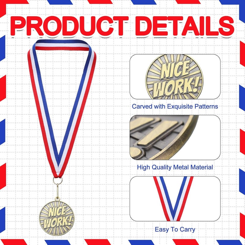 Quelay 30 Pcs 2'' Gold Awards Medals Bulk Winner Medals with Neck Ribbons Encourage Team Participation for Adults Trophy Award Prize Gift Competitions Graduation Party - Image 3
